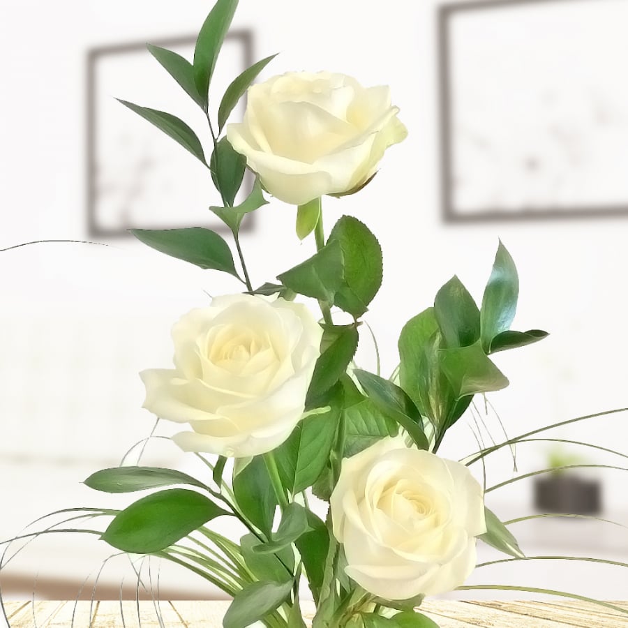 3 weiße Rosen - Rosenstrauß