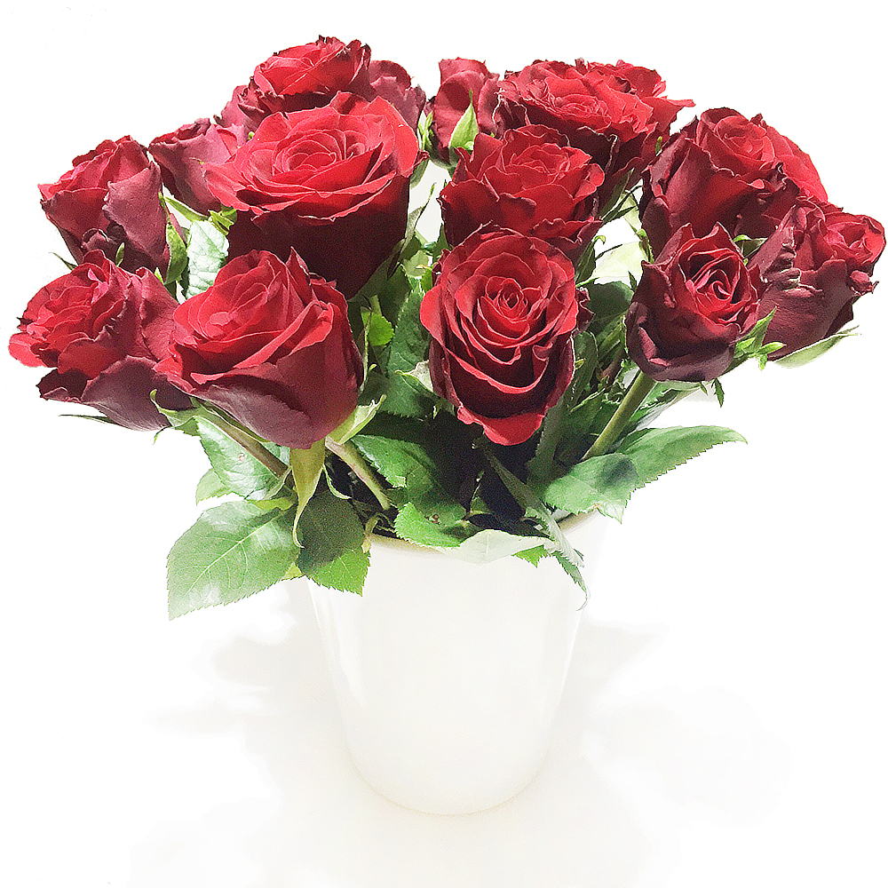 Rote Rosen inklusive Keramikvase