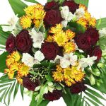 Blumenstrauß schwarze Rosen von oben