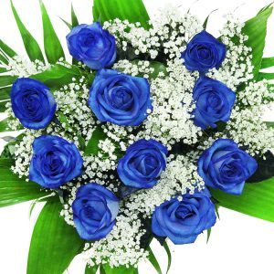 Blumenstrauß mit Schleierkraut von oben