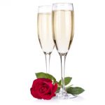 Rose mit 2 Sektgläser