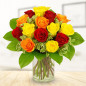 Preview: Danke Blumenstrauß mit 12 handgebundenen Rosen in leuchtenden Farben