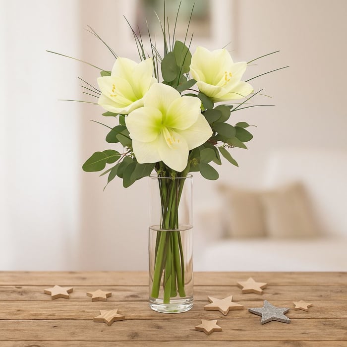 Weiße Amaryllis Blumenstrauß