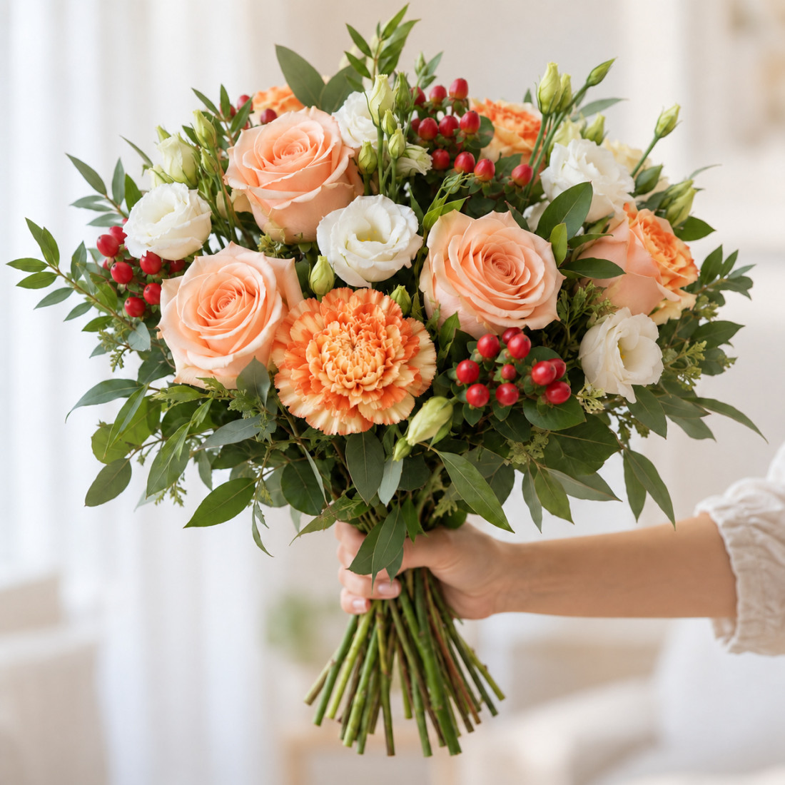 Eleganter Blumenstrauß mit Hand