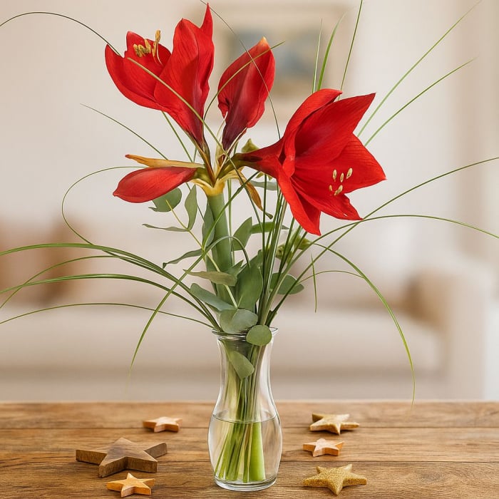 Einzelne rote Amaryllis