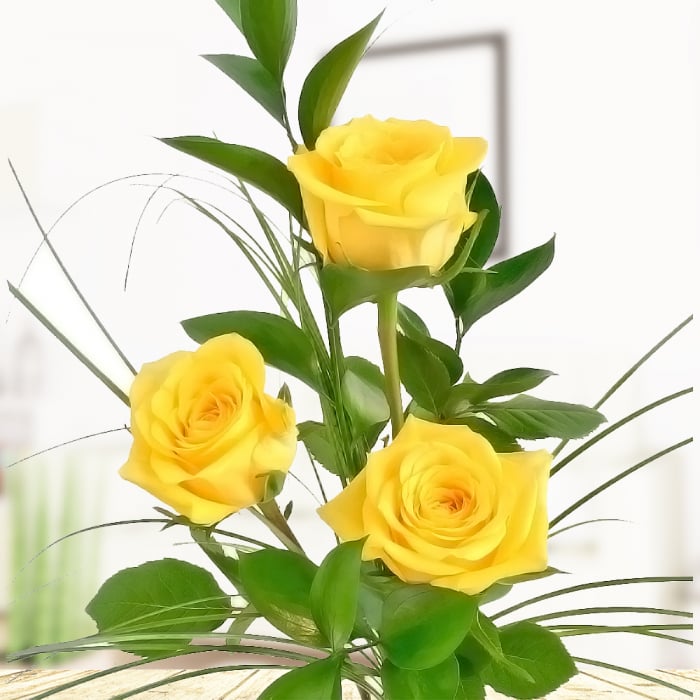 3 gelbe Rosen Rosenstrauß