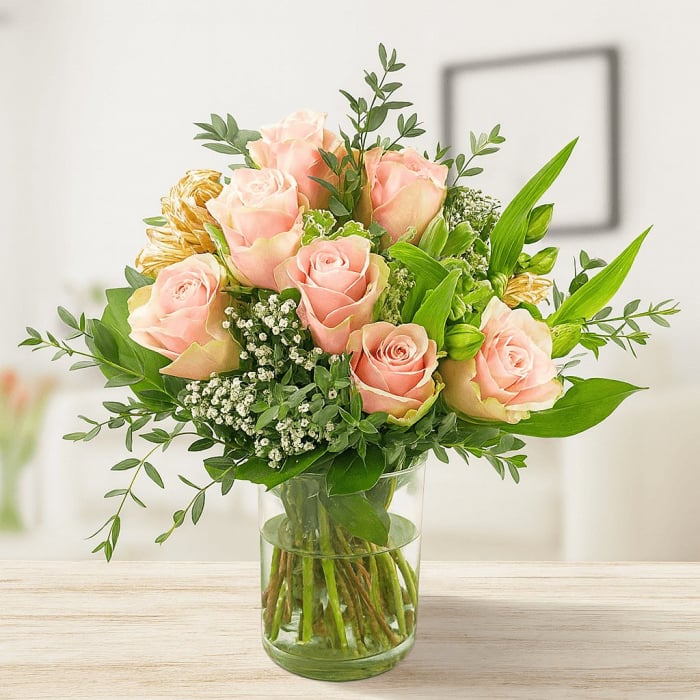 Rosenstrauß grün-rosa