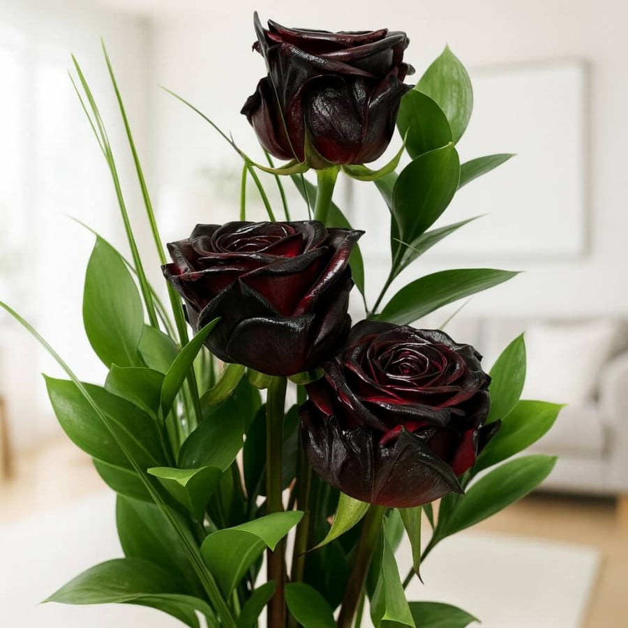 Drei schwarze Rosen Rosenstrauß