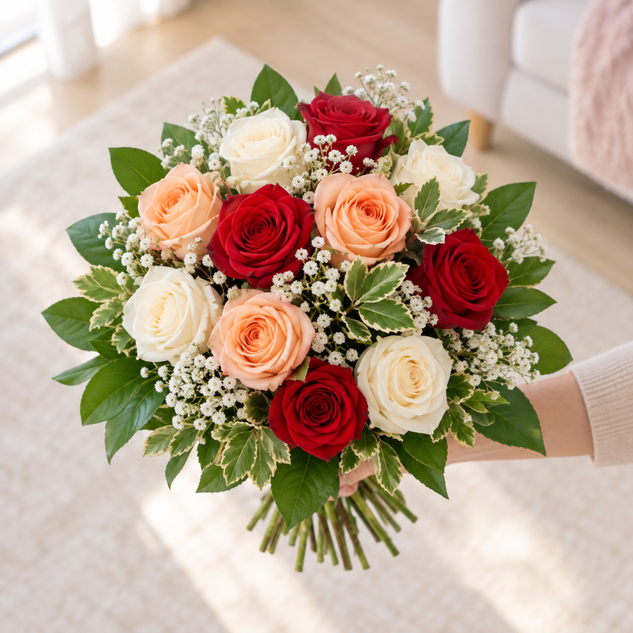Bunter Rosenmix – Frisch gebundener Blumenstrauß für jeden Anlass