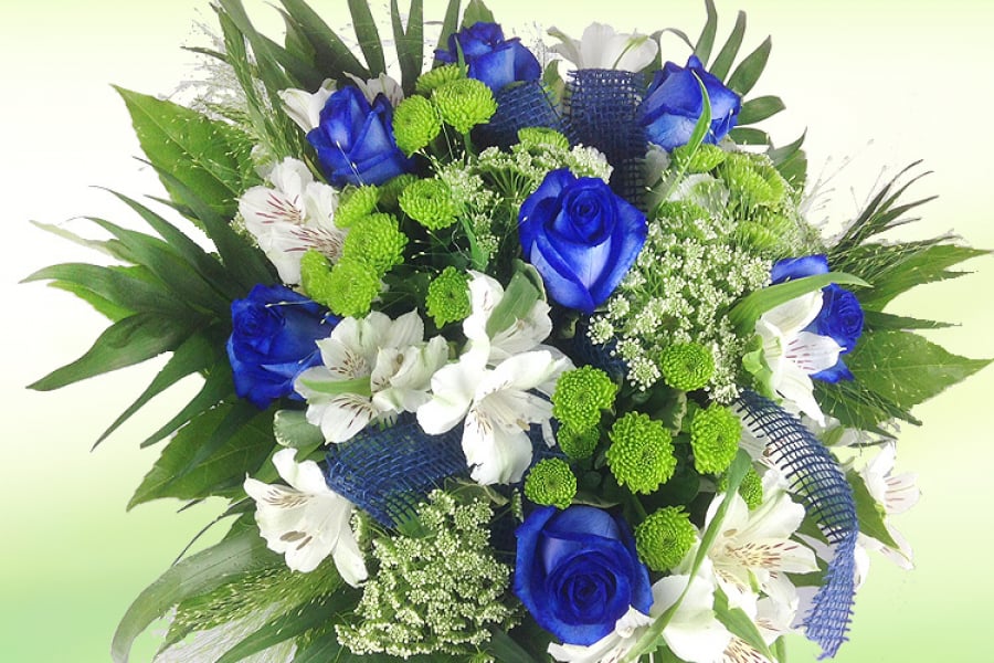 Blaue Rosen Premium Blumenstrauß