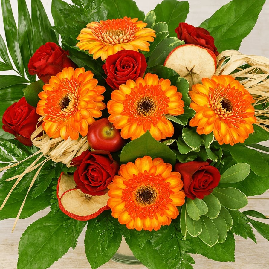 Herbst Blumen Strauß mit Gerbera