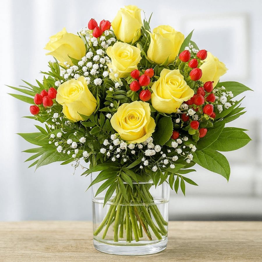 Blumenstrauß mit gelben Rosen
