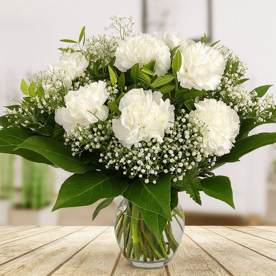 Blumenstrauß mit weißen Nelken