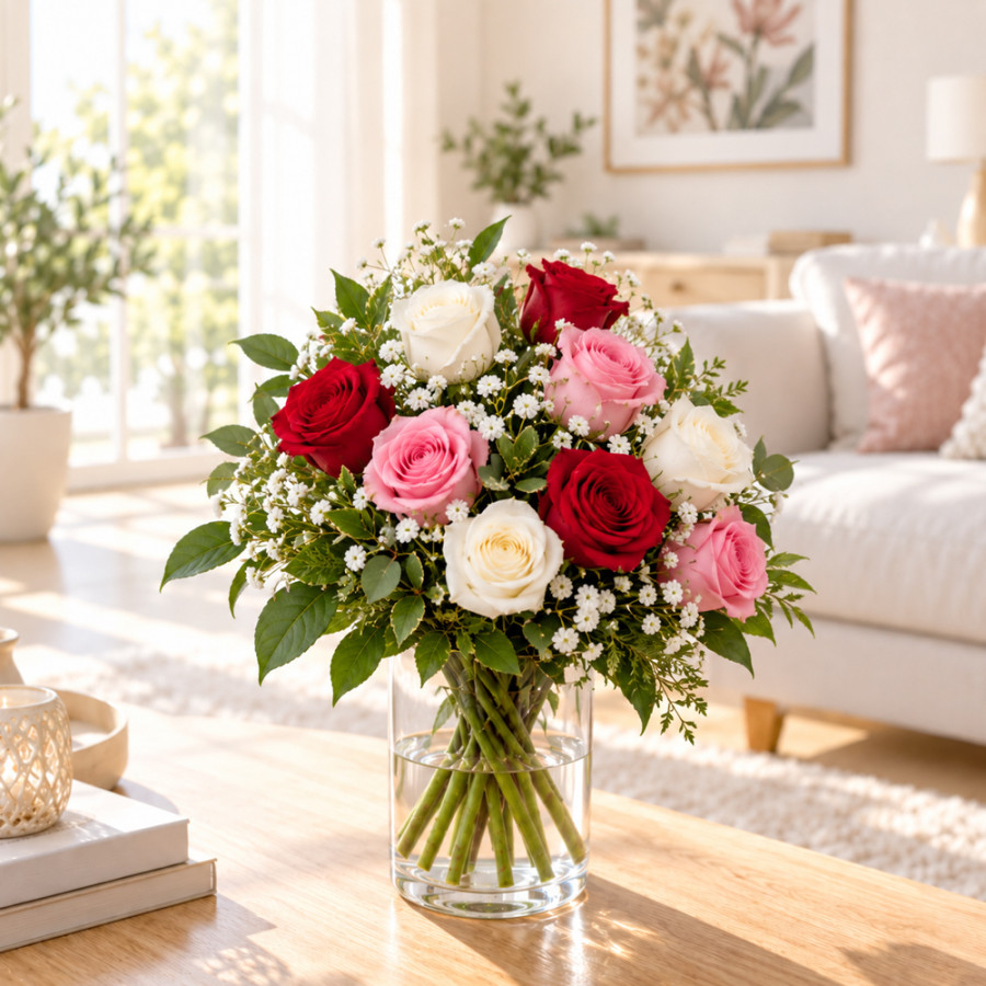 Bunter Rosenmix – Frisch gebundener Blumenstrauß für jeden Anlass