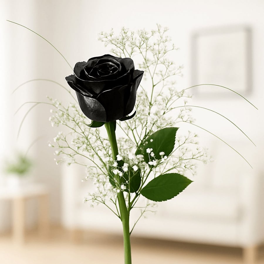 Dekorierte schwarze Rose