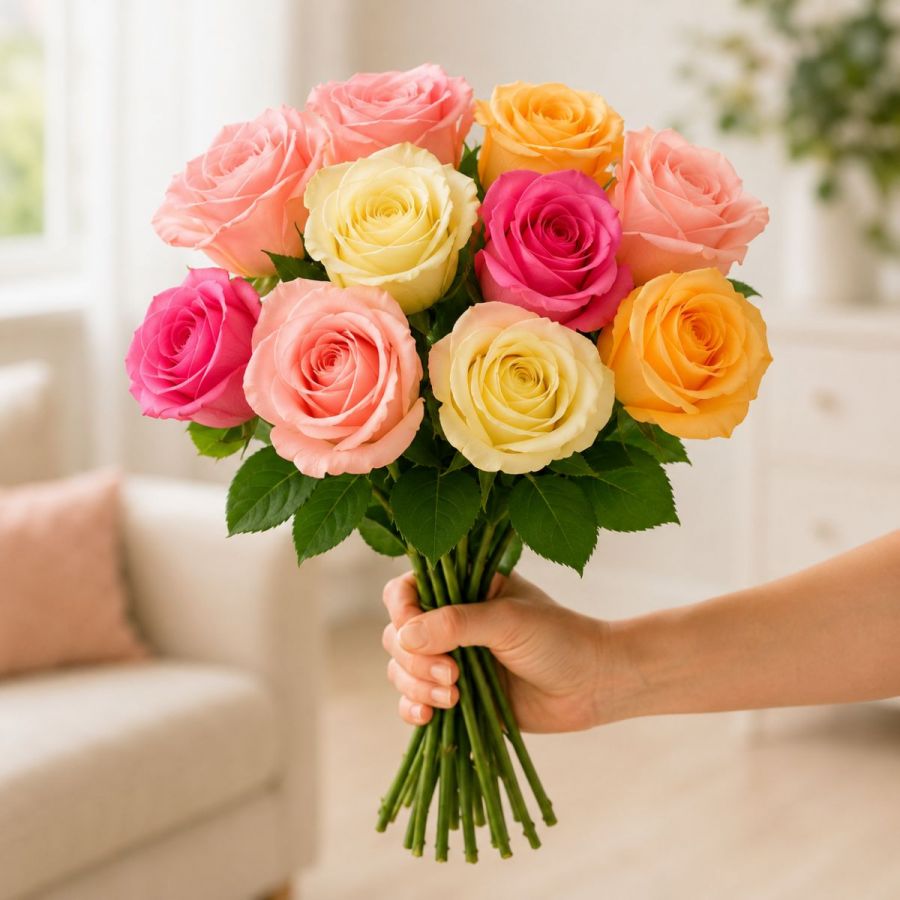 Elegante langstielige Rosen in zarten Pastelltönen