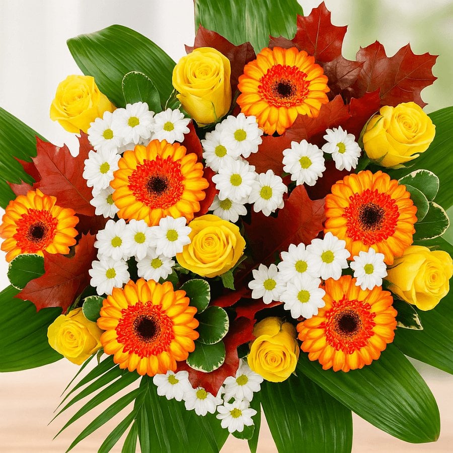 Premium Strauß mit Rosen und Gerbera