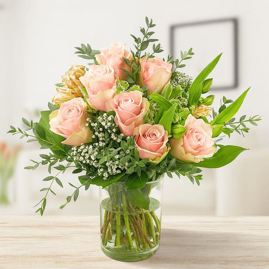 Rosenstrauß grün-rosa