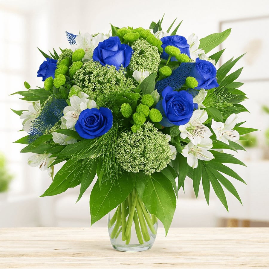 Premiumstrauß blaue Rosen
