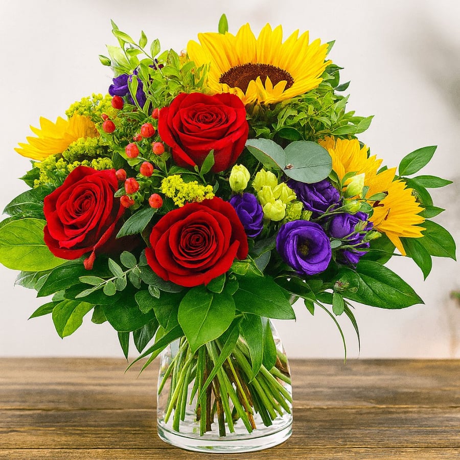 Sommer Blumenstrauß mit Sonnenblumen