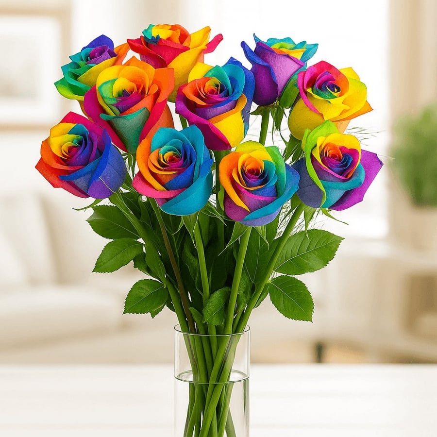 Bunte Regenbogenrosen