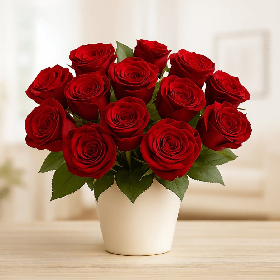 20 Rosen inklusive Keramikvase