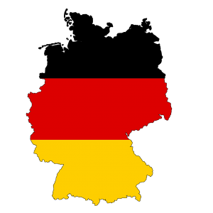 Karte von Deutschland gefüllt mit schwarz rot gold