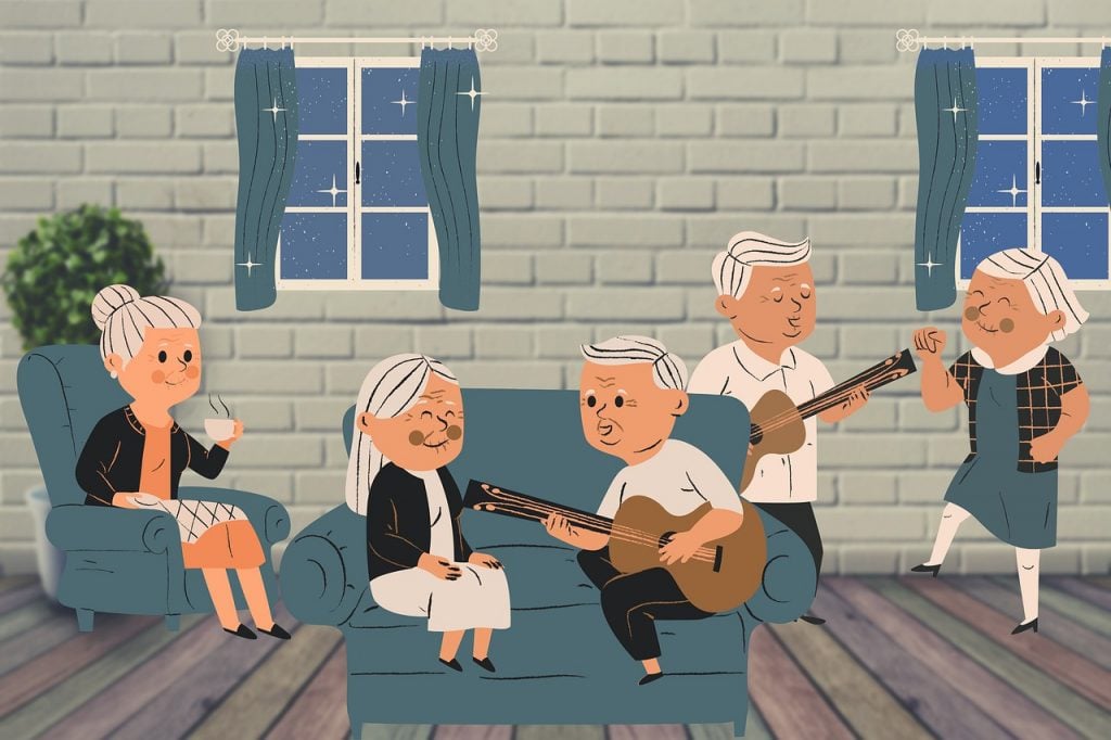 Illustration alte Leute musizieren