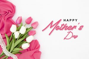 Tulpen mit Schriftzug Happy Mothers Day